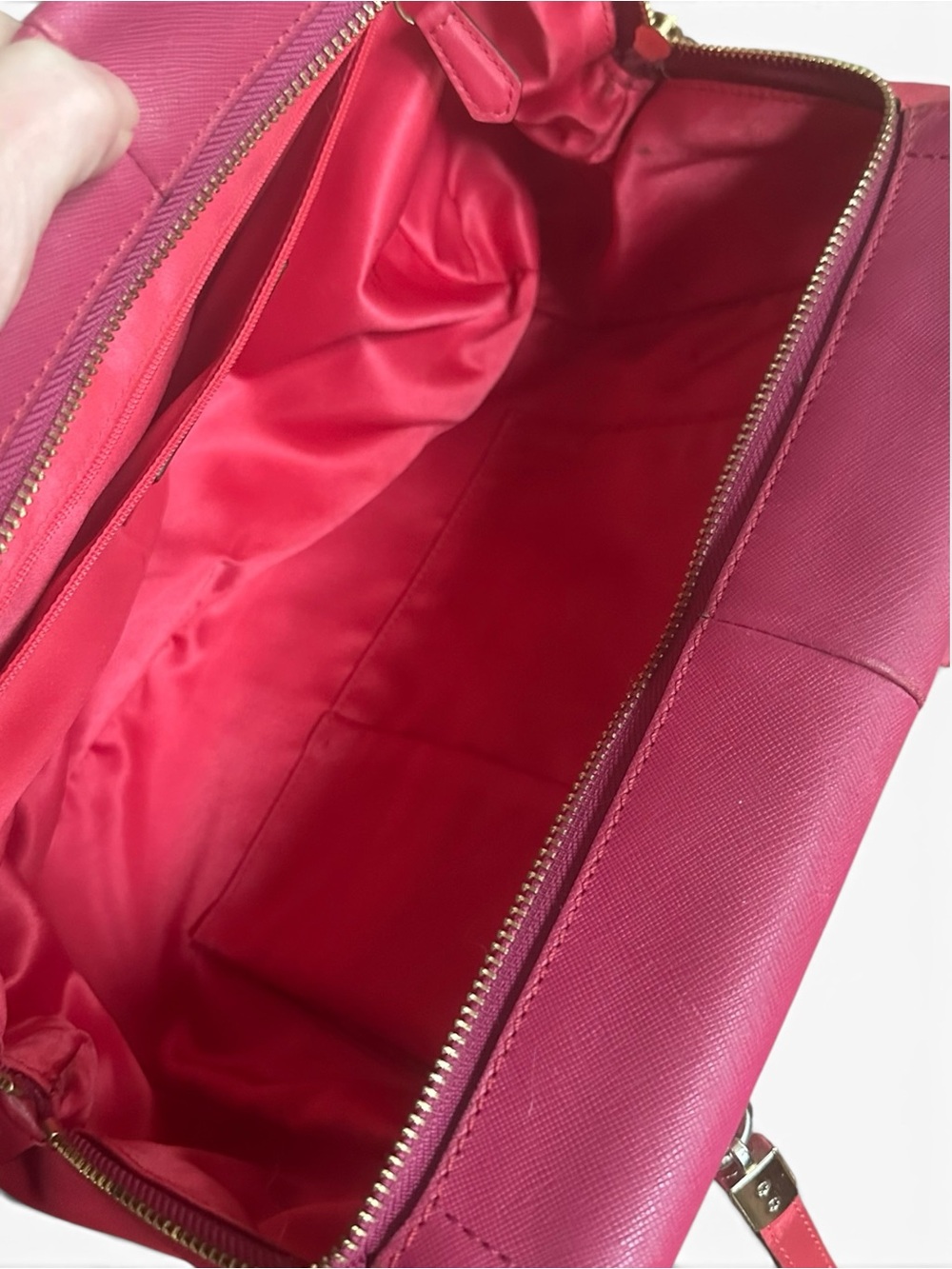 Coach Pink Saffiano Leather Satchel Barbiecore Y2K Shoulder Bag Tote✨ - Picture 7 of 16